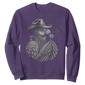 Funny Cowboy Hoatzin Sweatshirt Blowing Dandelion Western Bird Gift TS12 Purple Print Your Wear