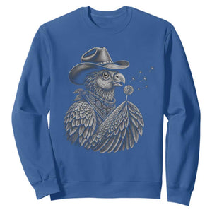 Funny Cowboy Hoatzin Sweatshirt Blowing Dandelion Western Bird Gift TS12 Royal Blue Print Your Wear