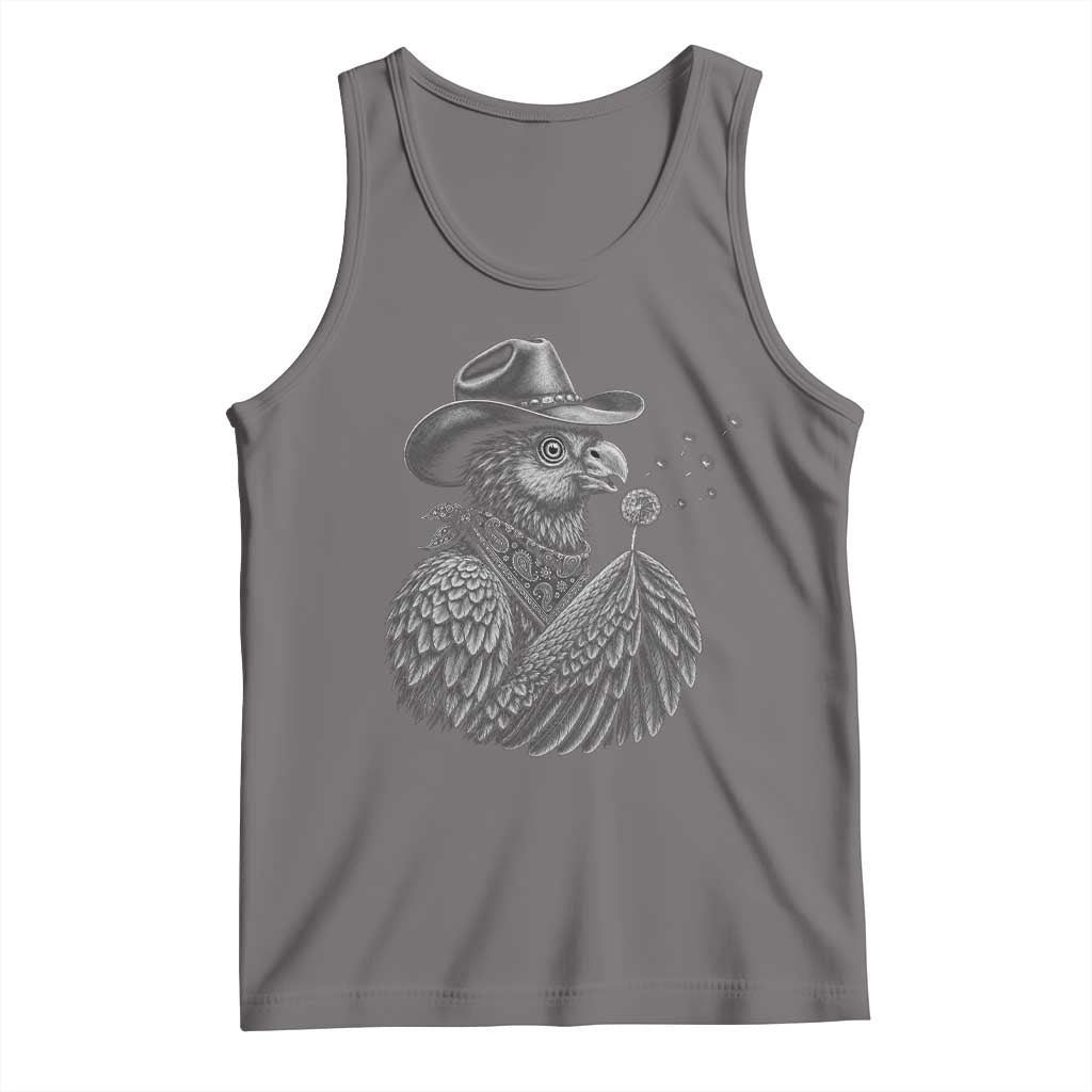 Funny Cowboy Hoatzin Tank Top Blowing Dandelion Western Bird Gift TS12 Deep Heather Print Your Wear