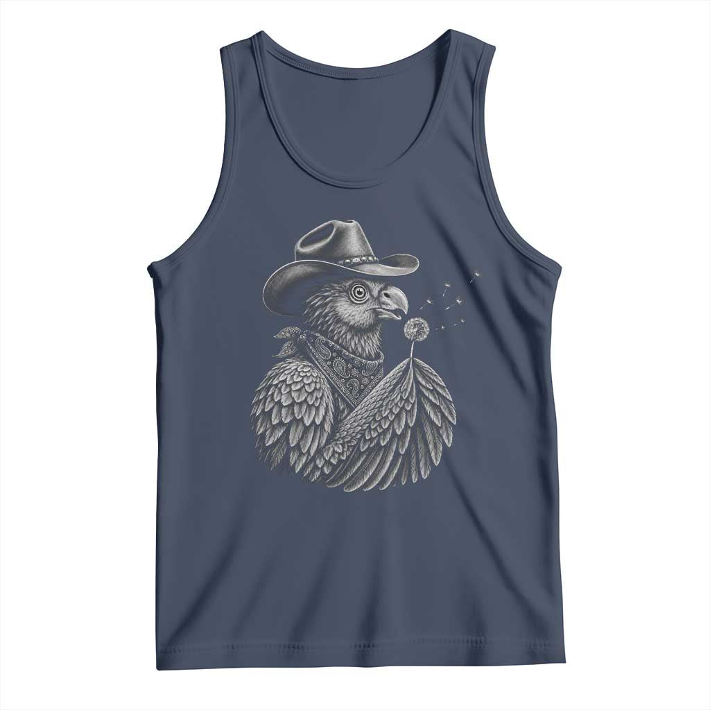 Funny Cowboy Hoatzin Tank Top Blowing Dandelion Western Bird Gift TS12 Navy Print Your Wear