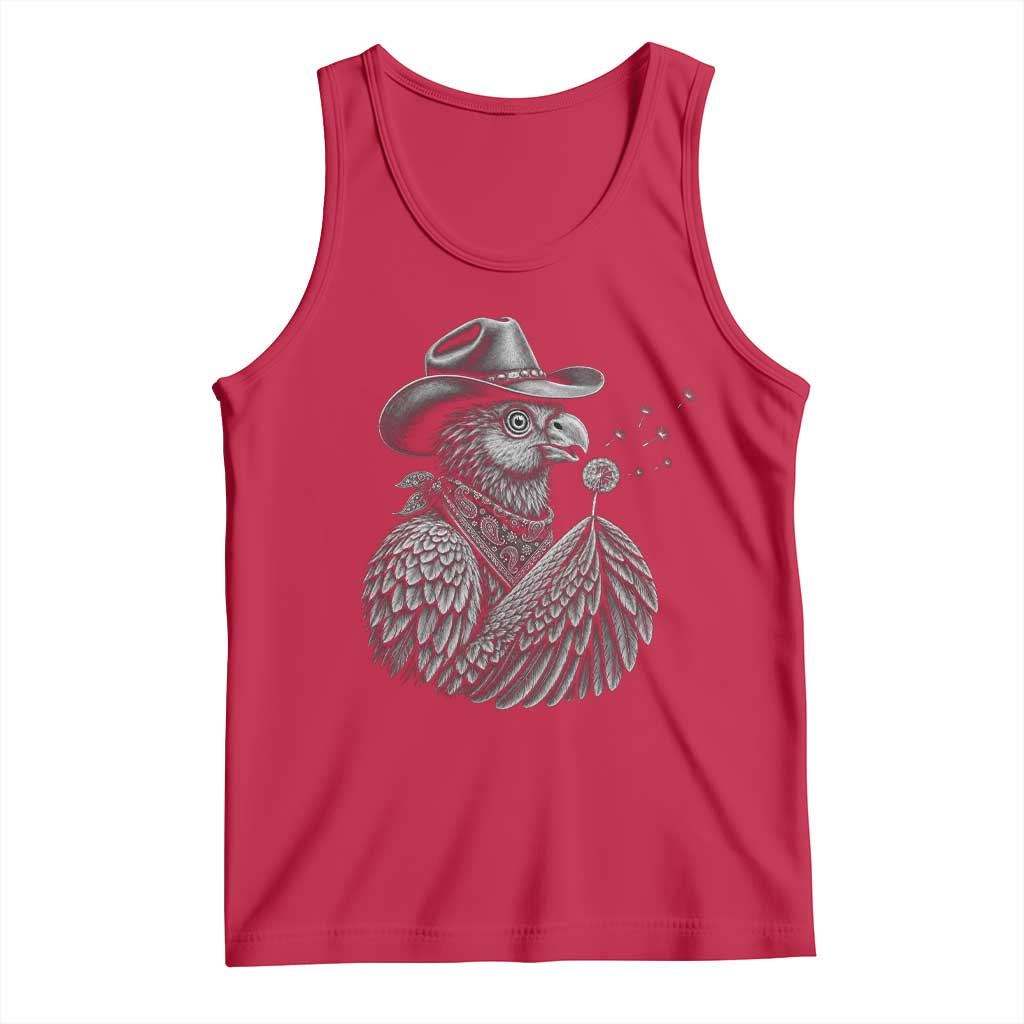 Funny Cowboy Hoatzin Tank Top Blowing Dandelion Western Bird Gift TS12 Red Print Your Wear