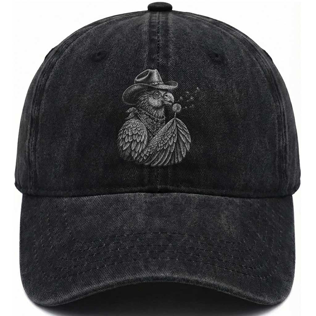 Funny Cowboy Hoatzin Washed Cotton Baseball Cap Blowing Dandelion Western Bird Gift TS12 Print Your Wear