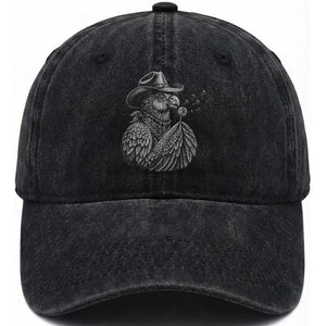 Funny Cowboy Hoatzin Washed Cotton Baseball Cap Blowing Dandelion Western Bird Gift TS12 Print Your Wear