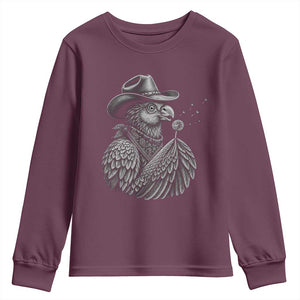 Funny Cowboy Hoatzin Youth Sweatshirt Blowing Dandelion Western Bird Gift TS12 Maroon Print Your Wear