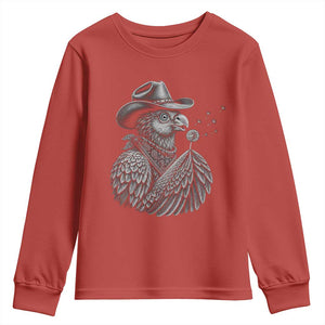 Funny Cowboy Hoatzin Youth Sweatshirt Blowing Dandelion Western Bird Gift TS12 Red Print Your Wear