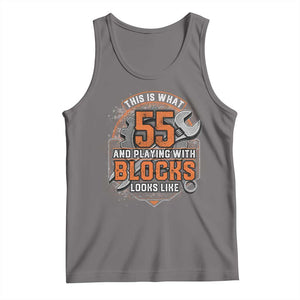 Funny 55th Birthday Mechanic Tank Top This Is What 55 And Playing With Blocks Looks Like TS12 Deep Heather Print Your Wear