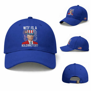 WTF is A Kilometer Baseball Cap Funny 4th of July TS14 Baseball Cap Universal Fit Royal Blue Print Your Wear