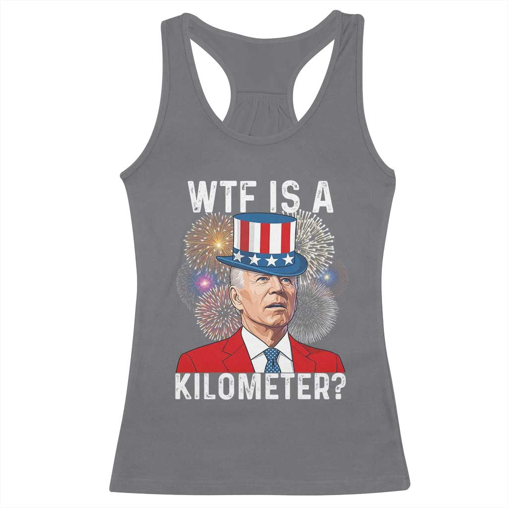 WTF is A Kilometer Racerback Tank Top Funny 4th of July TS14 Charcoal Print Your Wear