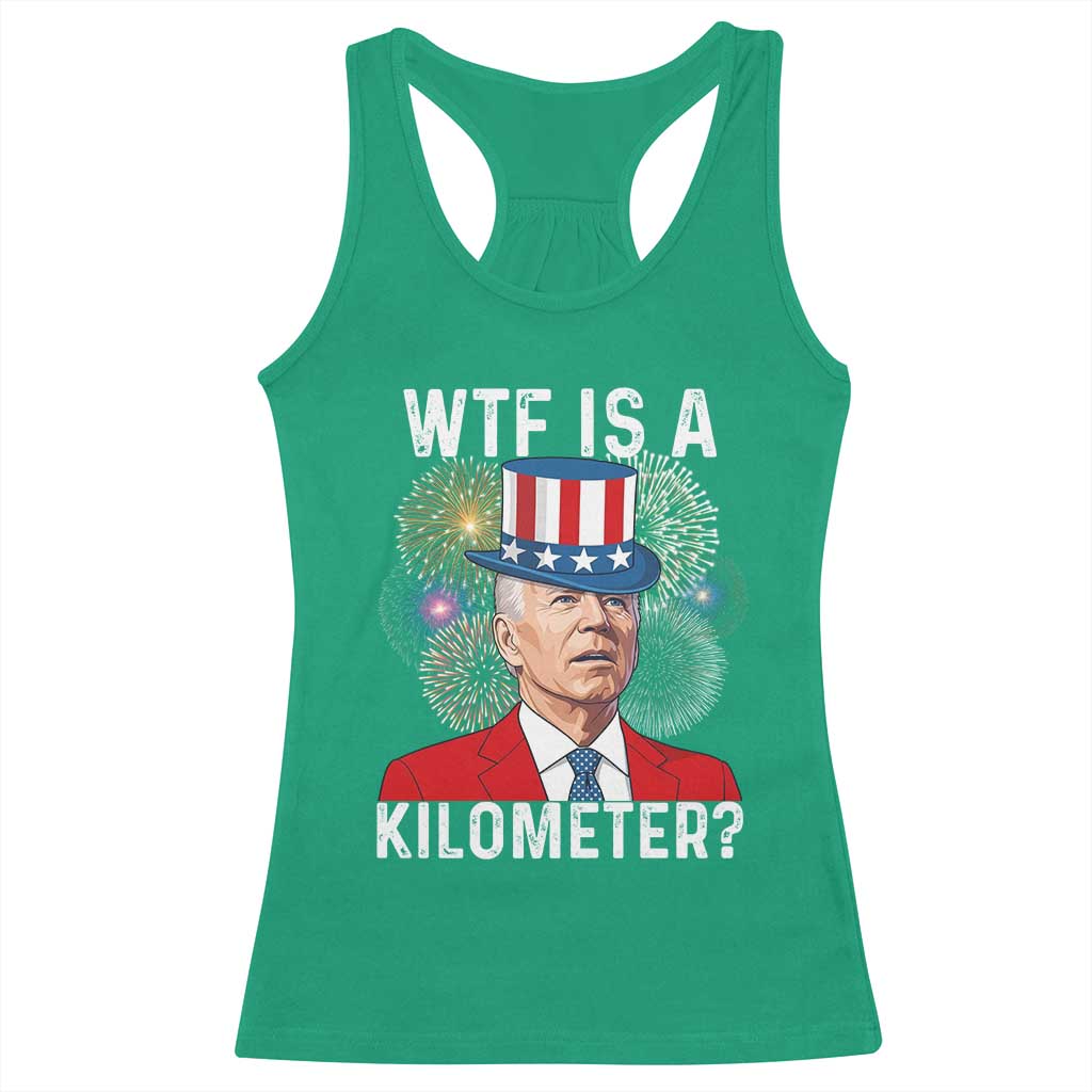 WTF is A Kilometer Racerback Tank Top Funny 4th of July TS14 Irish Green Print Your Wear