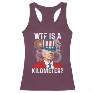 WTF is A Kilometer Racerback Tank Top Funny 4th of July TS14 Maroon Print Your Wear