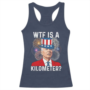 WTF is A Kilometer Racerback Tank Top Funny 4th of July TS14 Navy Print Your Wear