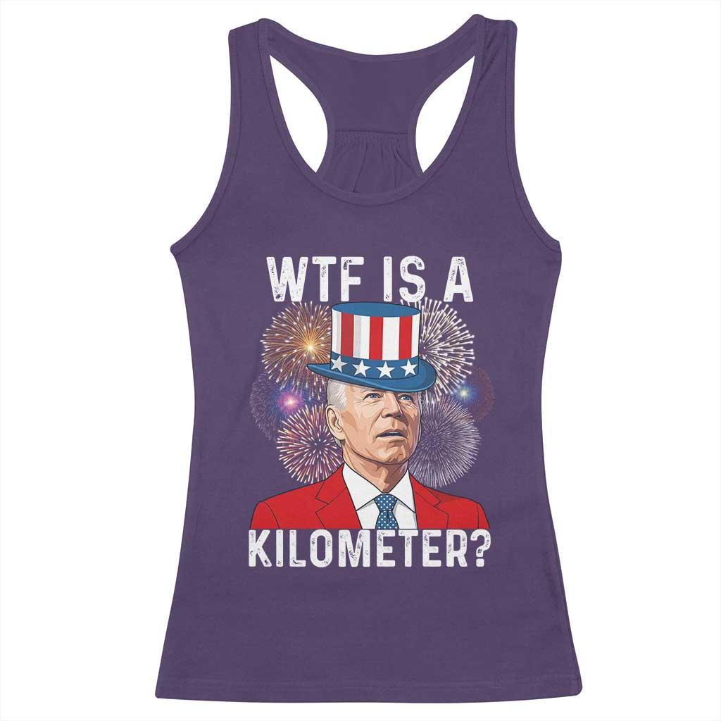 WTF is A Kilometer Racerback Tank Top Funny 4th of July TS14 Purple Print Your Wear