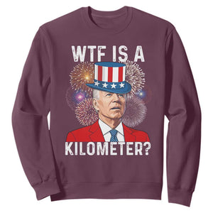WTF is A Kilometer Sweatshirt Funny 4th of July TS14 Maroon Print Your Wear