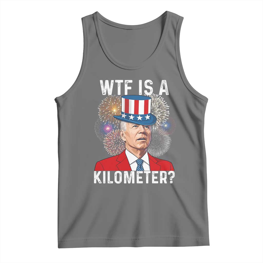 WTF is A Kilometer Tank Top Funny 4th of July TS14 Black Heather Print Your Wear