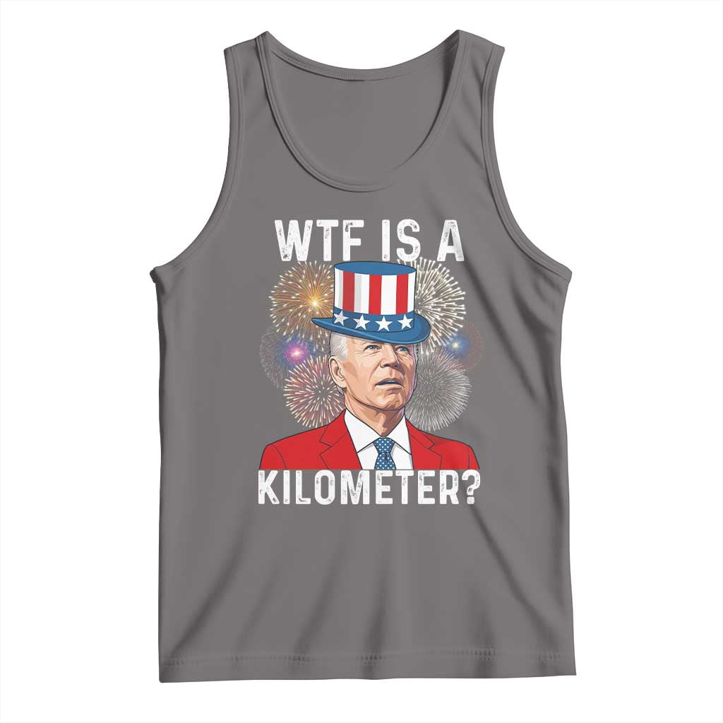 WTF is A Kilometer Tank Top Funny 4th of July TS14 Deep Heather Print Your Wear