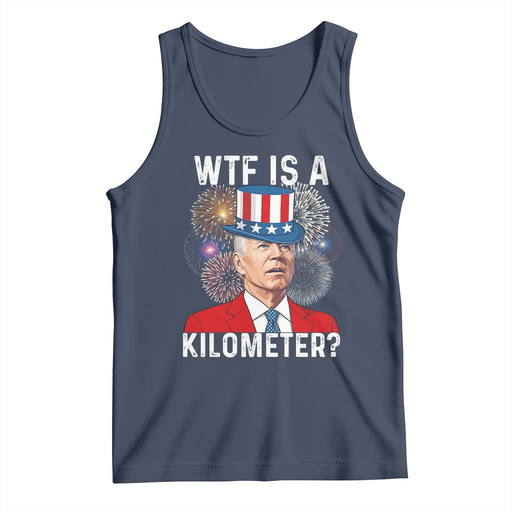 WTF is A Kilometer Tank Top Funny 4th of July TS14 Navy Print Your Wear