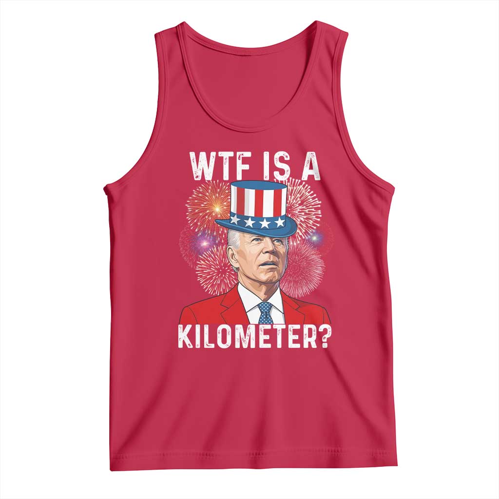 WTF is A Kilometer Tank Top Funny 4th of July TS14 Red Print Your Wear