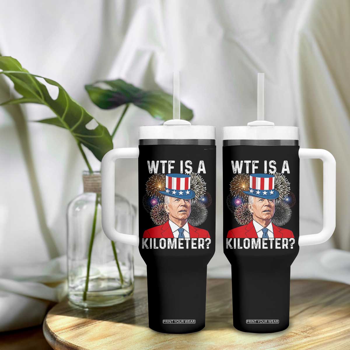 WTF is A Kilometer Tumbler With Handle Funny 4th of July TS14 Print Your Wear