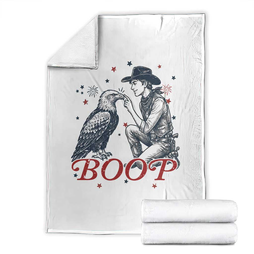 Boop Eagle Throw Blanket Western Cowboy Patriotic 4th of July TS14 White Print Your Wear