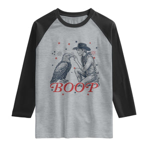 Boop Eagle Raglan Shirt Western Cowboy Patriotic 4th of July TS14 Heather Gray Black Print Your Wear
