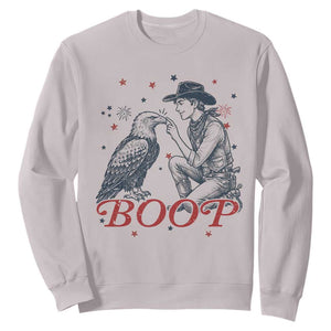 Boop Eagle Sweatshirt Western Cowboy Patriotic 4th of July TS14 Ice Gray Print Your Wear