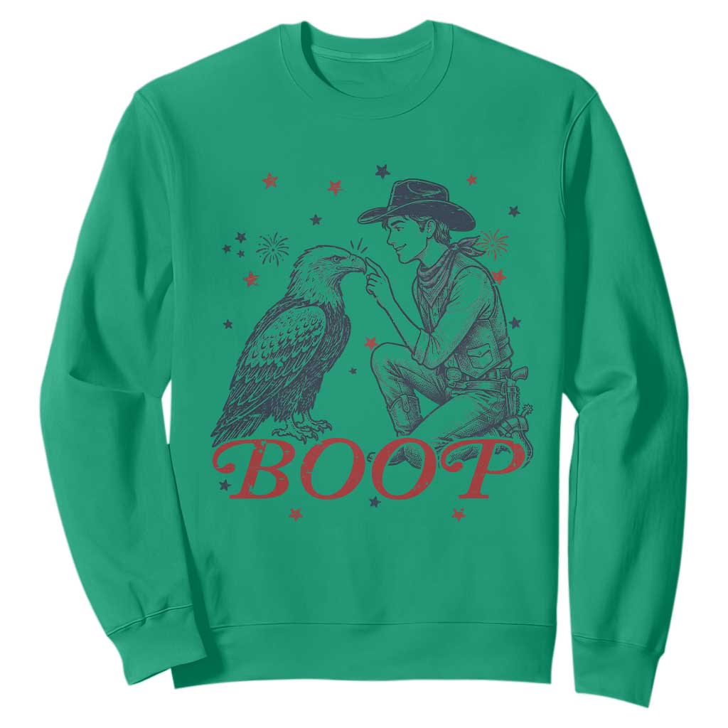 Boop Eagle Sweatshirt Western Cowboy Patriotic 4th of July TS14 Irish Green Print Your Wear