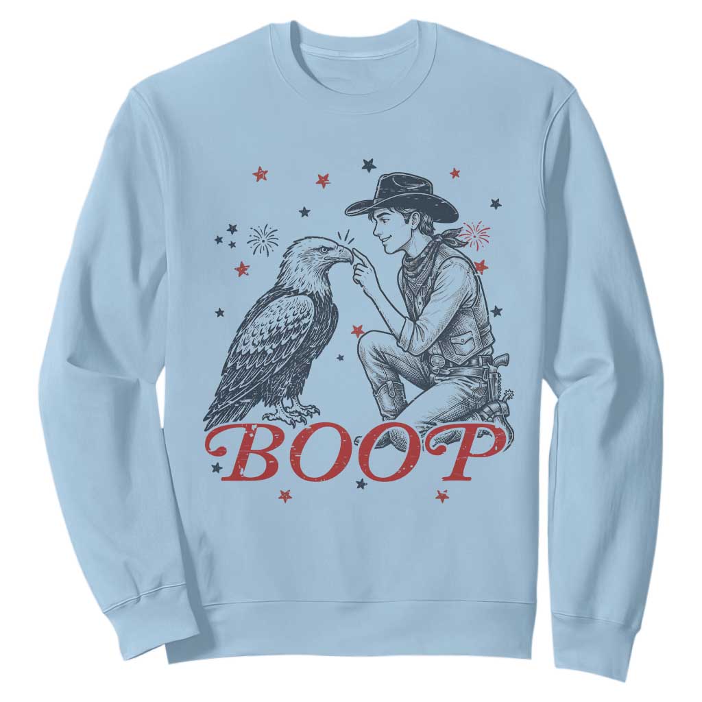 Boop Eagle Sweatshirt Western Cowboy Patriotic 4th of July TS14 Light Blue Print Your Wear