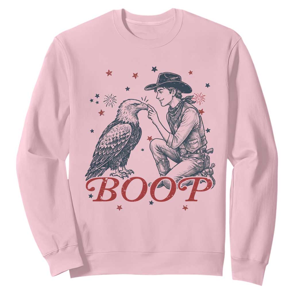 Boop Eagle Sweatshirt Western Cowboy Patriotic 4th of July TS14 Light Pink Print Your Wear