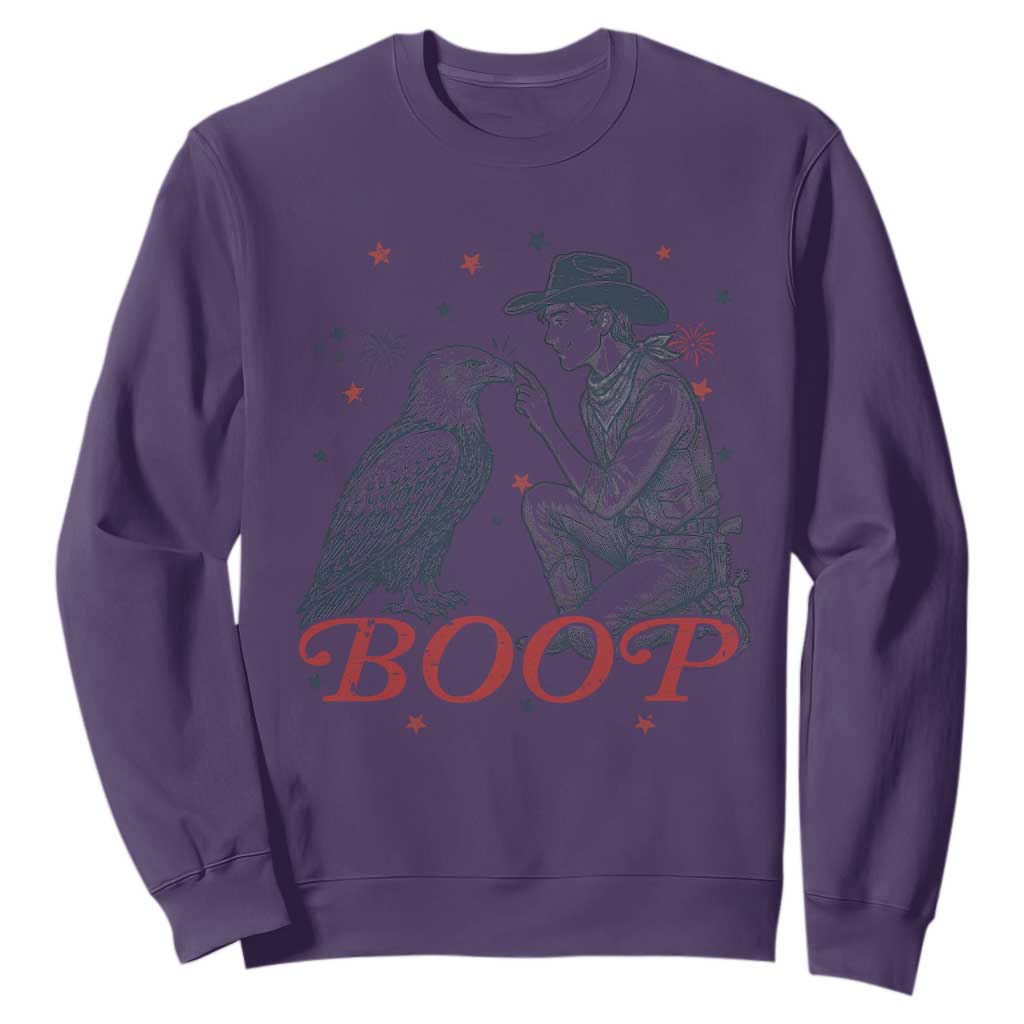 Boop Eagle Sweatshirt Western Cowboy Patriotic 4th of July TS14 Purple Print Your Wear
