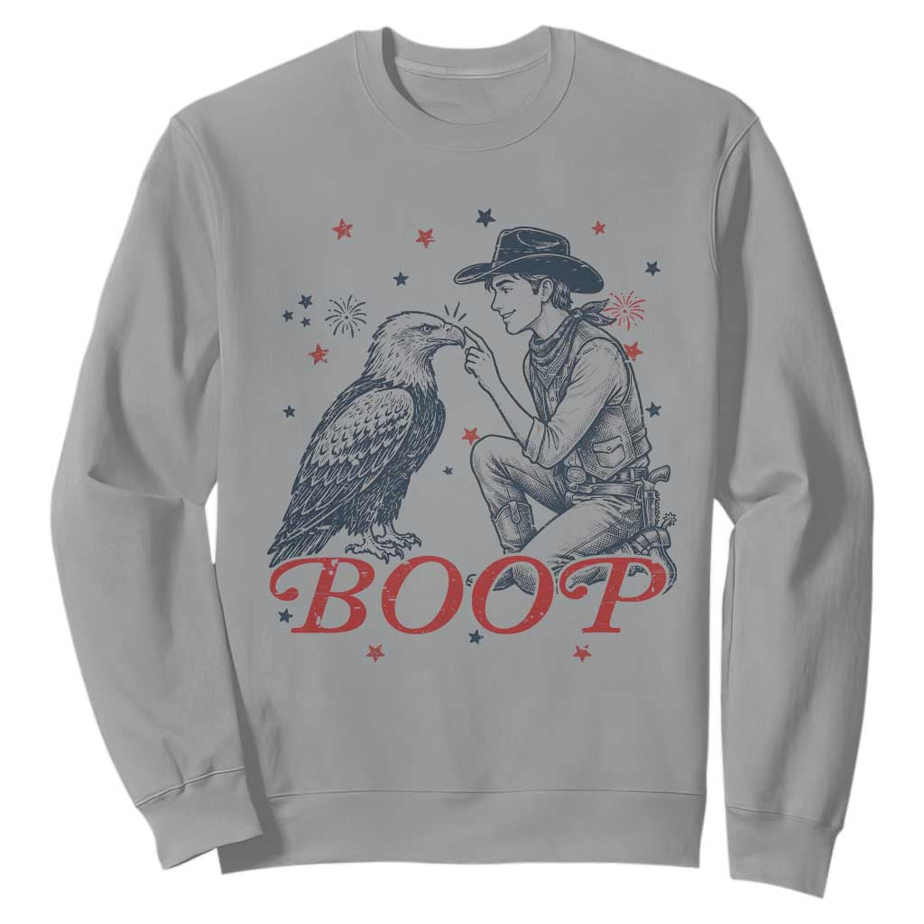 Boop Eagle Sweatshirt Western Cowboy Patriotic 4th of July TS14 Sport Gray Print Your Wear