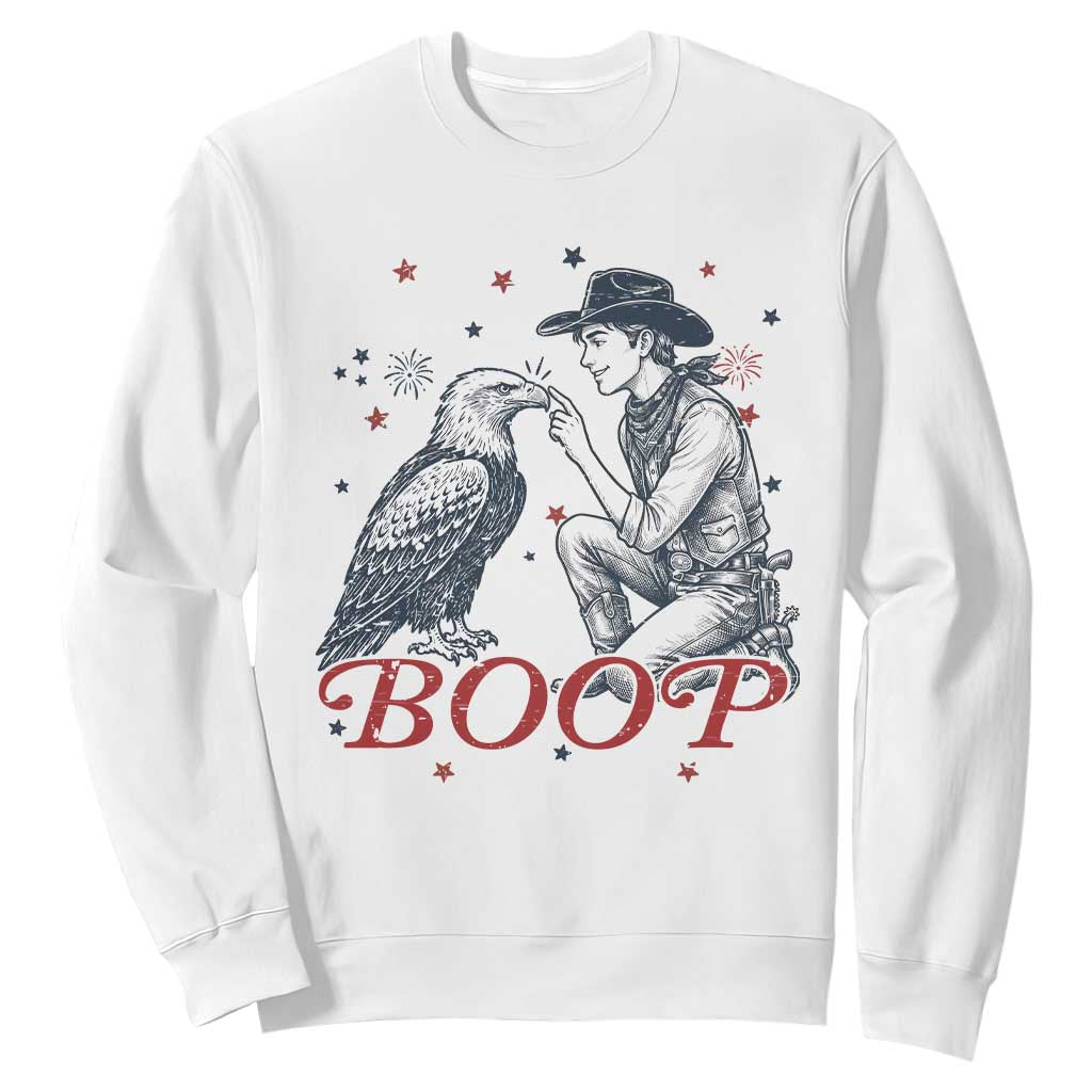 Boop Eagle Sweatshirt Western Cowboy Patriotic 4th of July TS14 White Print Your Wear