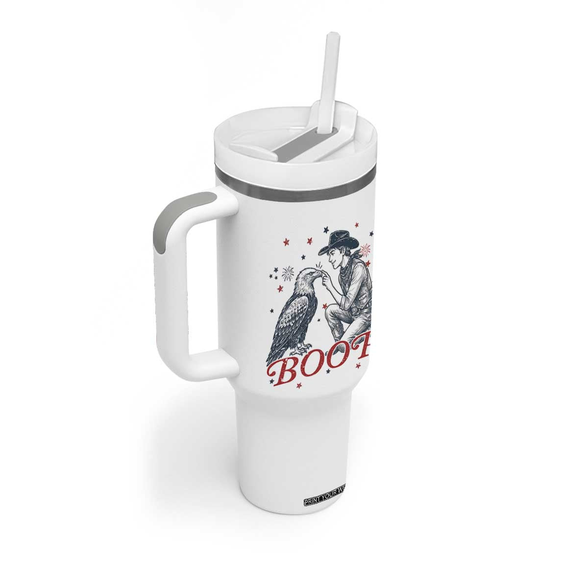 Boop Eagle Tumbler With Handle Western Cowboy Patriotic 4th of July TS14 Print Your Wear