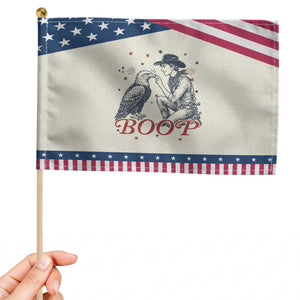 Boop Eagle Patriotic Handheld Flag Western Cowboy 4th of July TS14 Modern 8.2" × 5.5" Beige Blue Print Your Wear