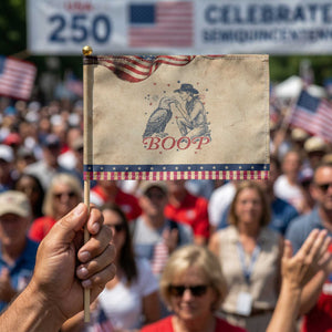 Boop Eagle Patriotic Handheld Flag Western Cowboy 4th of July TS14 Vintage 8.2" × 5.5" Rustic Tan Navy Print Your Wear