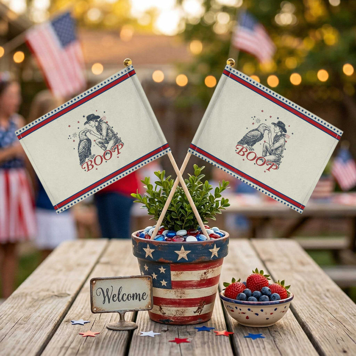 Boop Eagle Patriotic Handheld Flag Western Cowboy 4th of July TS14 Modern 8.2
