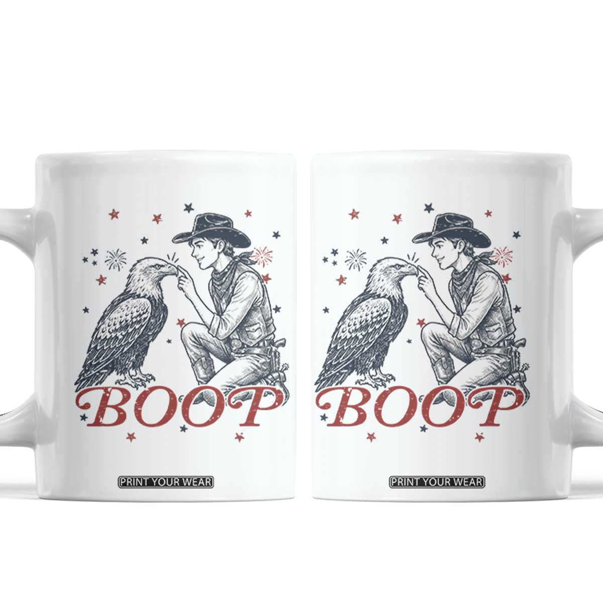 Boop Eagle Coffee Mug Western Cowboy Patriotic 4th of July TS14 White Print Your Wear
