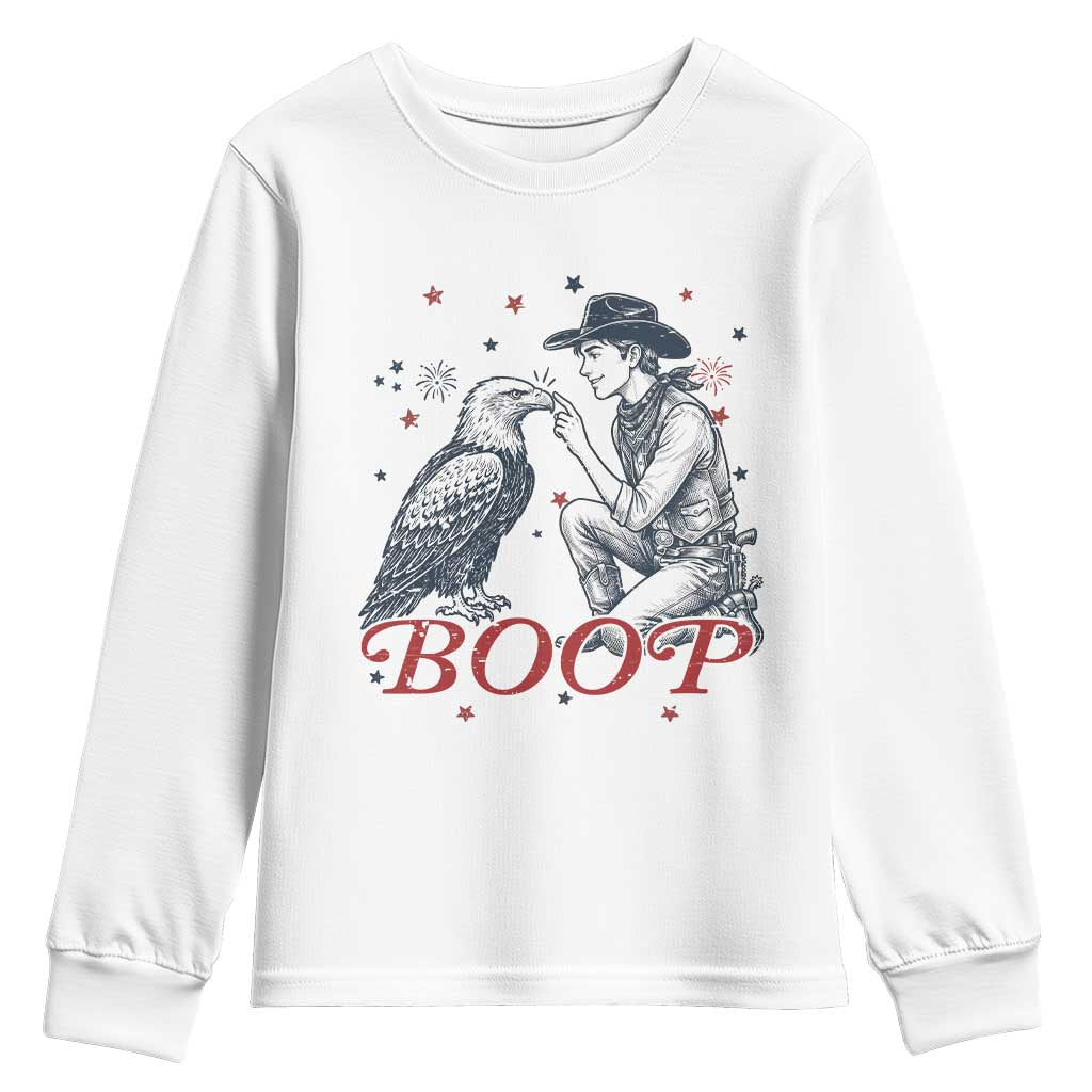 Boop Eagle Youth Sweatshirt Western Cowboy Patriotic 4th of July TS14 White Print Your Wear
