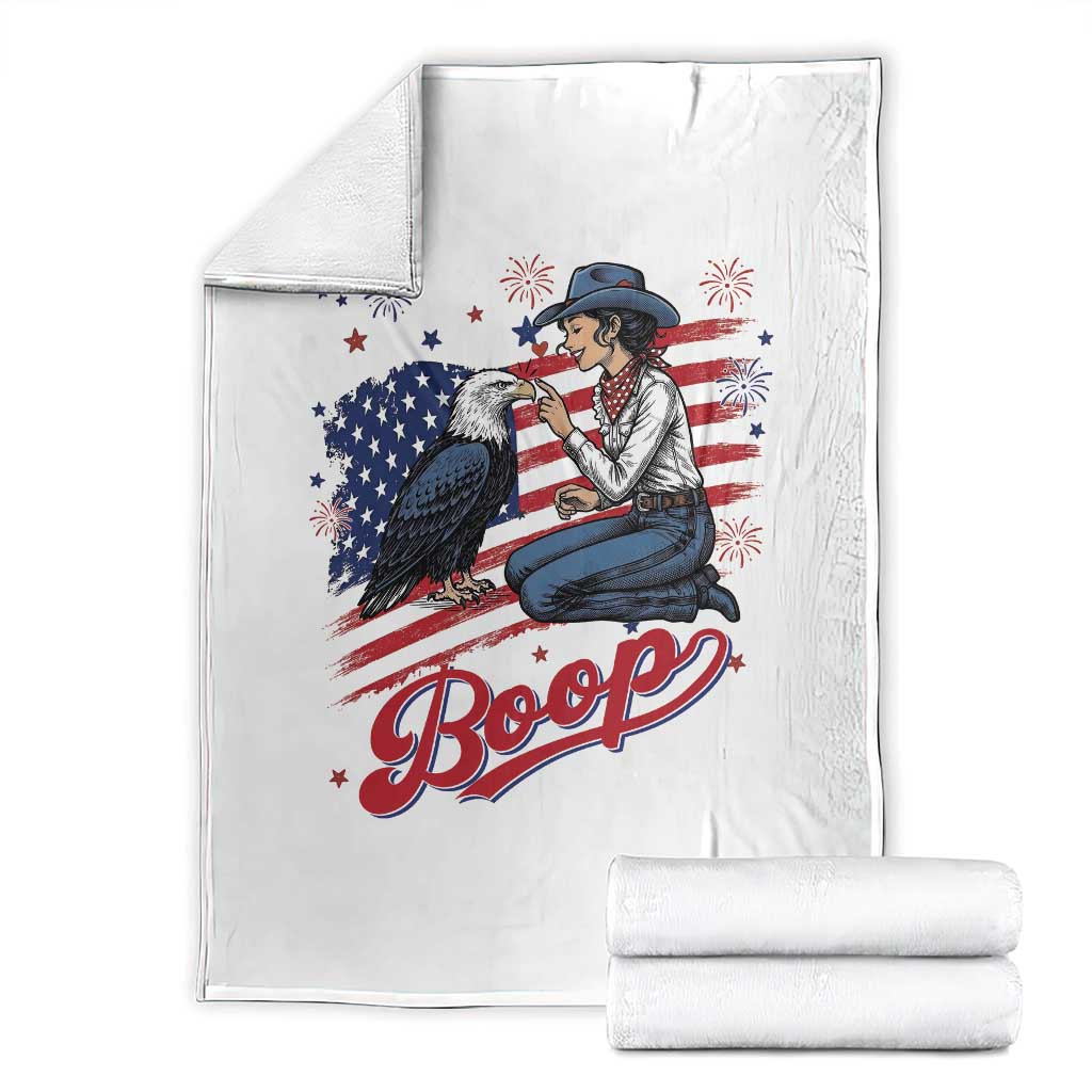 Boop Eagle Throw Blanket Western Cowgirl Patriotic USA American 4th of July TS14 White Print Your Wear