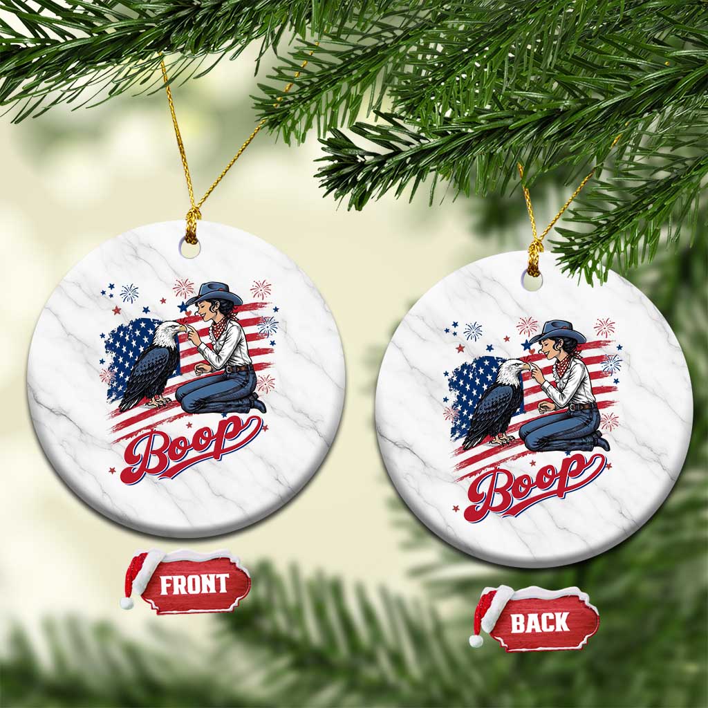 Boop Eagle Ceramic Ornament Western Cowgirl Patriotic USA American 4th of July TS14 1pc White Marble Print Your Wear