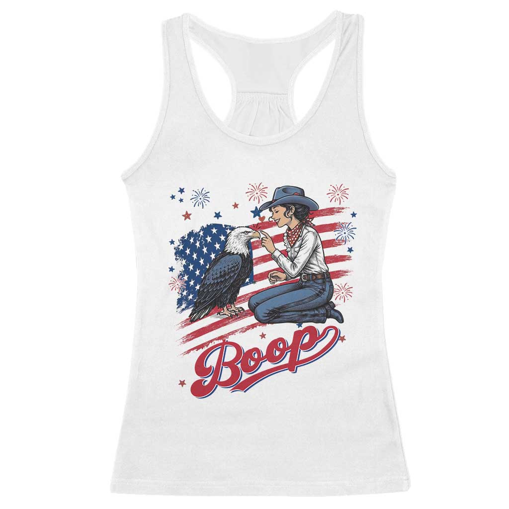 Boop Eagle Racerback Tank Top Western Cowgirl Patriotic USA American 4th of July TS14 White Print Your Wear