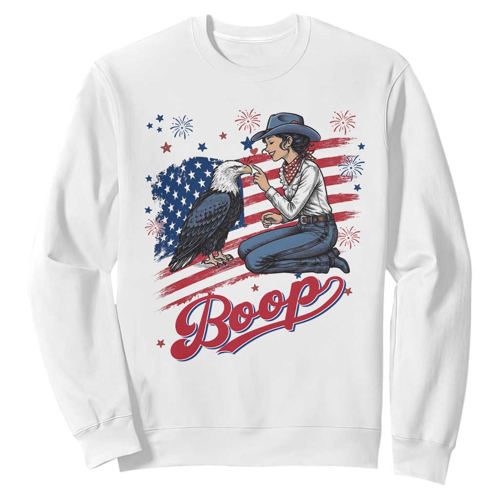 Boop Eagle Sweatshirt Western Cowgirl Patriotic USA American 4th of July TS14 White Print Your Wear