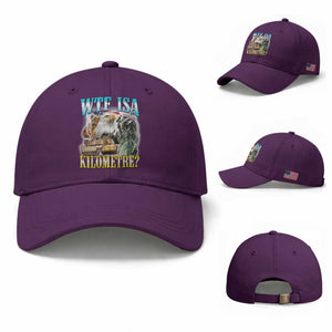 WTF is A Kilometer Baseball Cap Funny USA Patriotic Bootleg Meme TS14 Baseball Cap Universal Fit Purple Print Your Wear