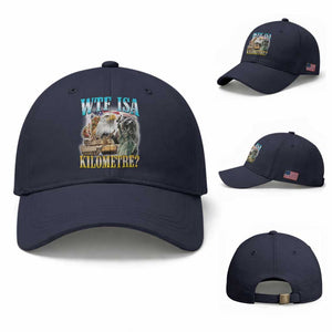 WTF is A Kilometer Baseball Cap Funny USA Patriotic Bootleg Meme TS14 Baseball Cap Universal Fit Navy Print Your Wear