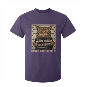 Funny Cat Mugshot T Shirt For Kid Catnip Made Me Do It TS14 Purple Print Your Wear