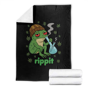 Rippit Frog Throw Blanket Funny 420 Stoner Weed Humor TS14 Black Print Your Wear