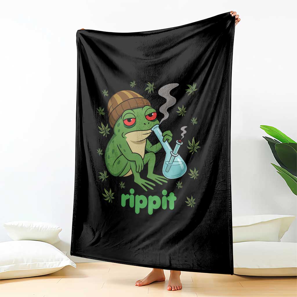 Rippit Frog Throw Blanket Funny 420 Stoner Weed Humor TS14 Print Your Wear
