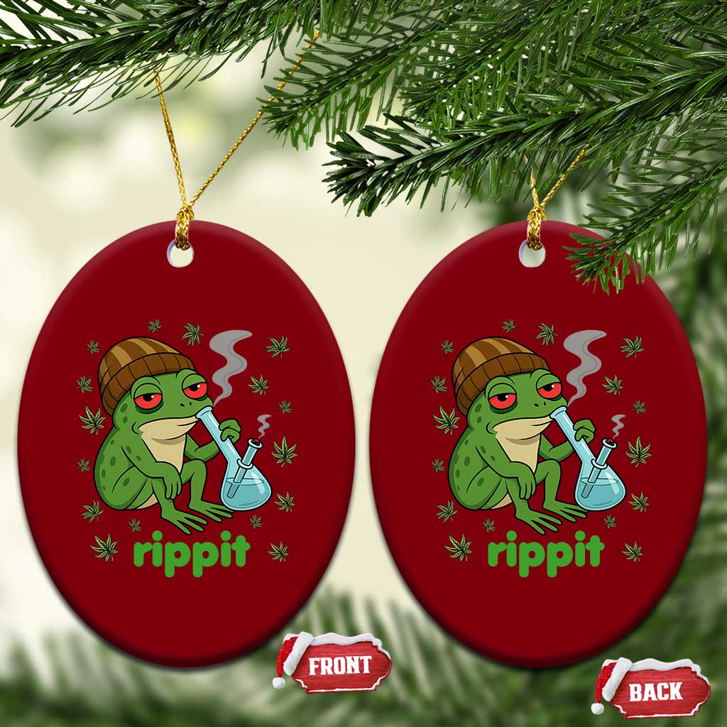 Rippit Frog Ceramic Ornament Funny 420 Stoner Weed Humor TS14 Print Your Wear