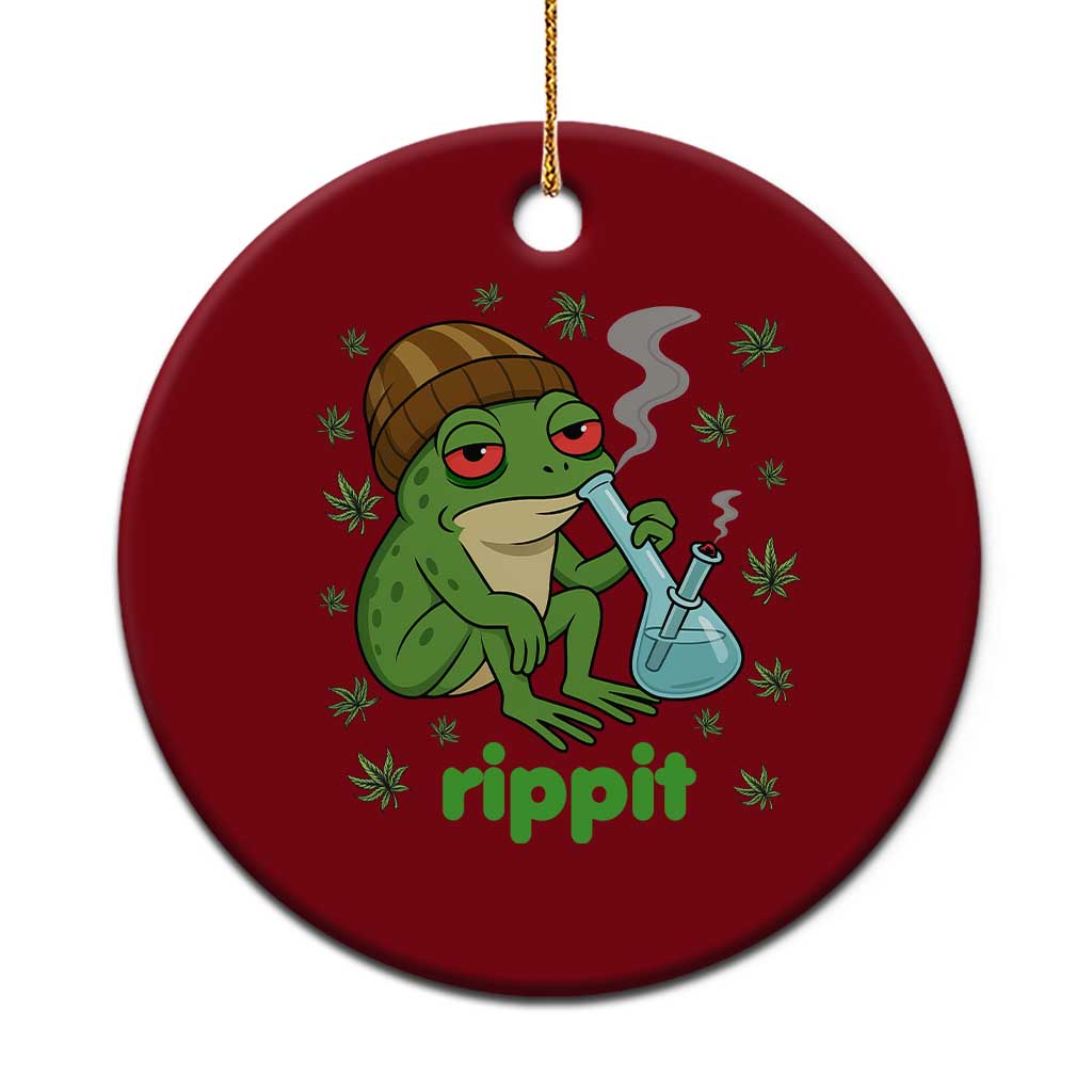 Rippit Frog Ceramic Ornament Funny 420 Stoner Weed Humor TS14 1pc Red Print Your Wear