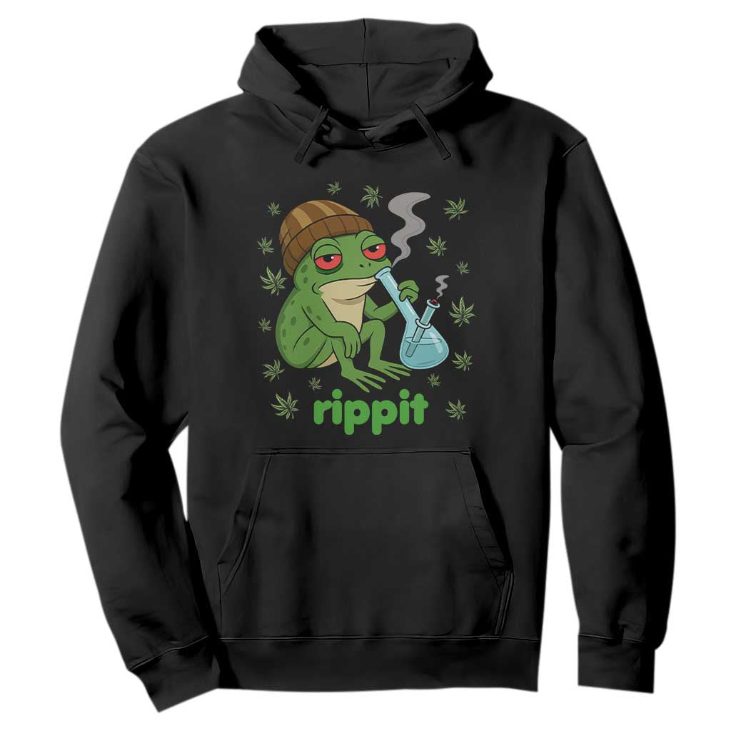 Rippit Frog Hoodie Funny 420 Stoner Weed Humor TS14 Black Print Your Wear
