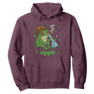 Rippit Frog Hoodie Funny 420 Stoner Weed Humor TS14 Maroon Print Your Wear
